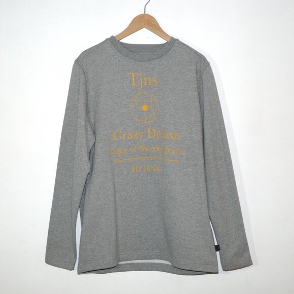 Tiger of Sweden Tjns Crazy Deluxe Grey Yellow Long Sleeve T Shirt Mens Medium - Picture 1 of 8